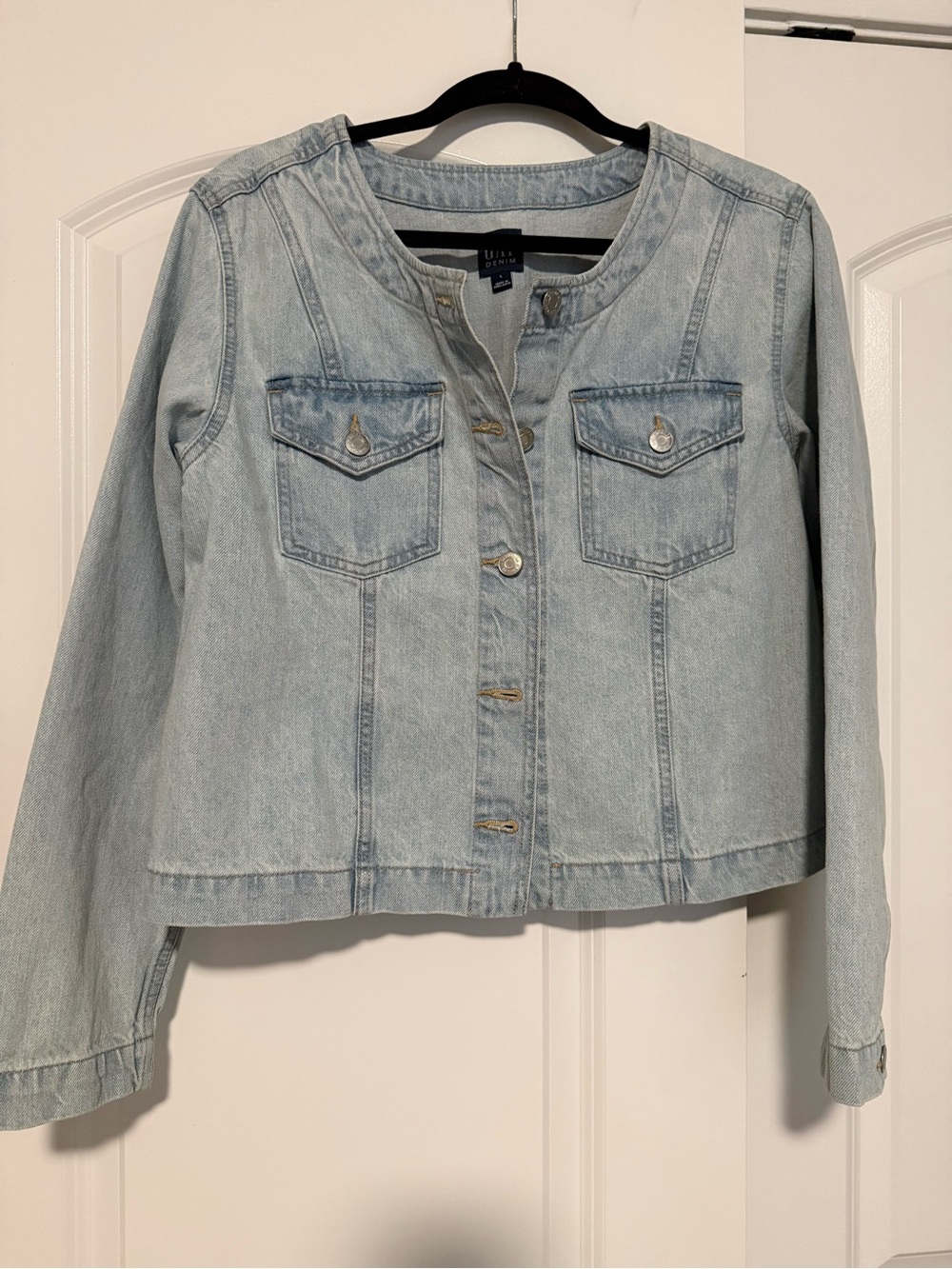 GAP Light Blue Collarless Denim Jacket